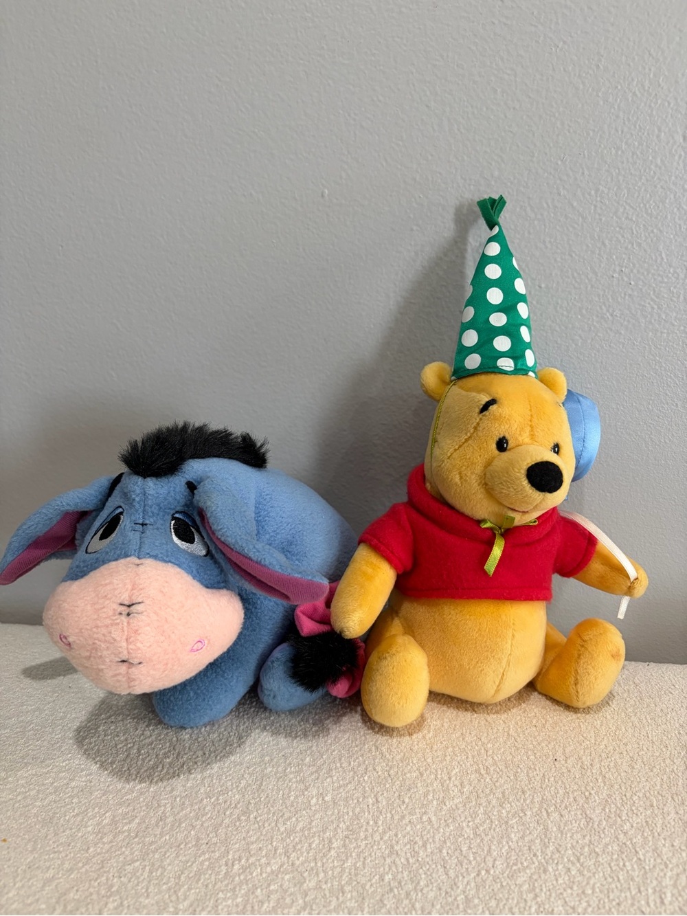 Vintage Disney Winnie the Pooh Birthday Plush & Eeyore Rattle Plush